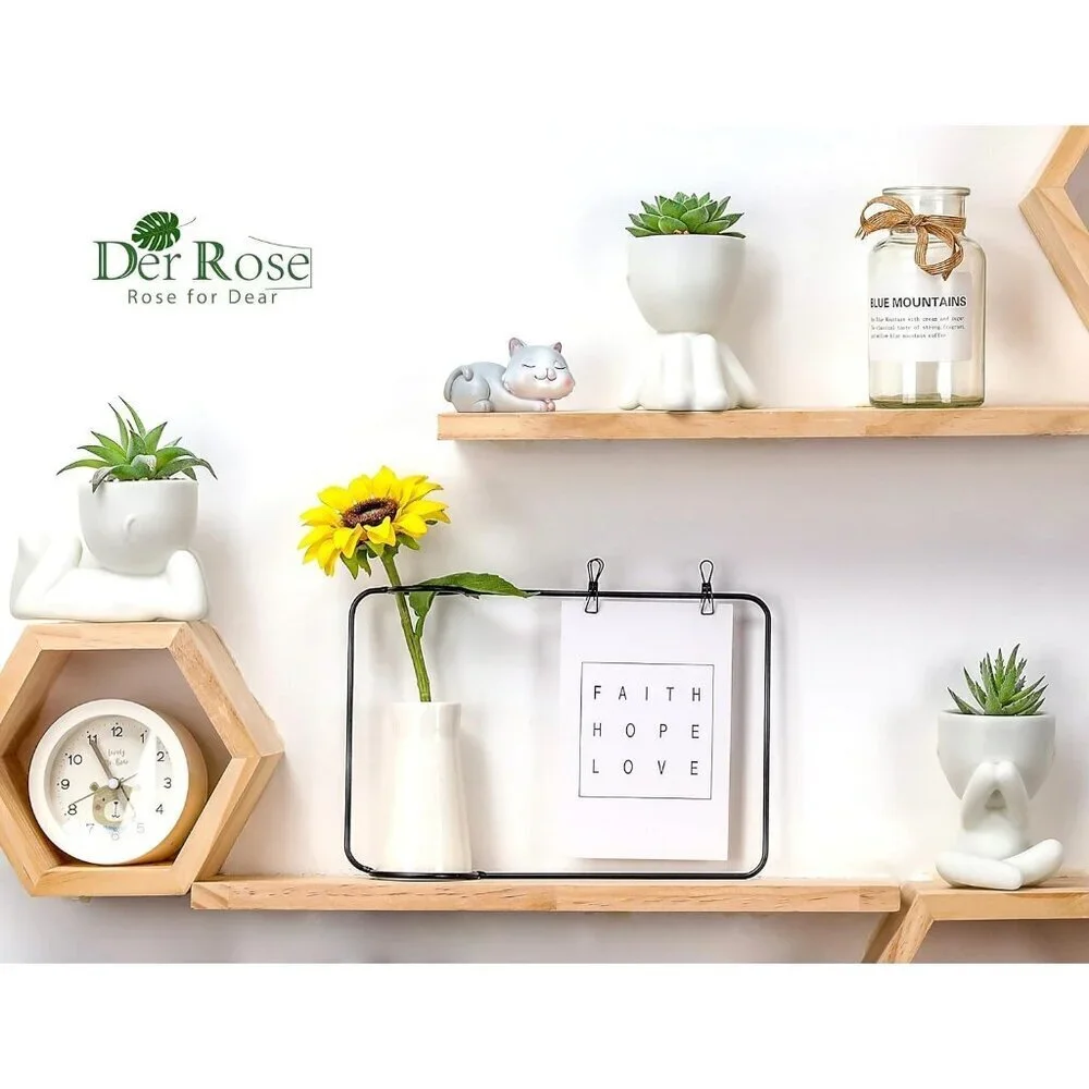 Rose 3pcs Fake Succulents White Plants Artificial Bathroom Bedroom Home Decor